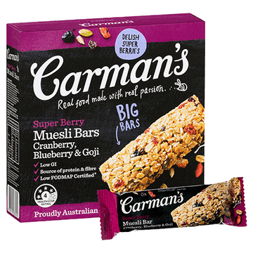 Carman's Super Berry Muesli Bars 6x270g