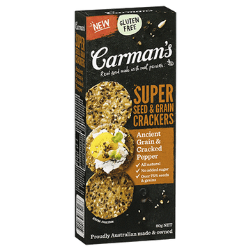 Carman's Ancient Grain & Cracked Pepper Super Seed & Grain Crackers 14x80g