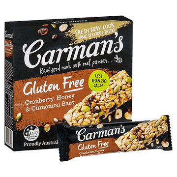 Carman's GF Cranberry, Honey & Cinnamon Bars 6x210g