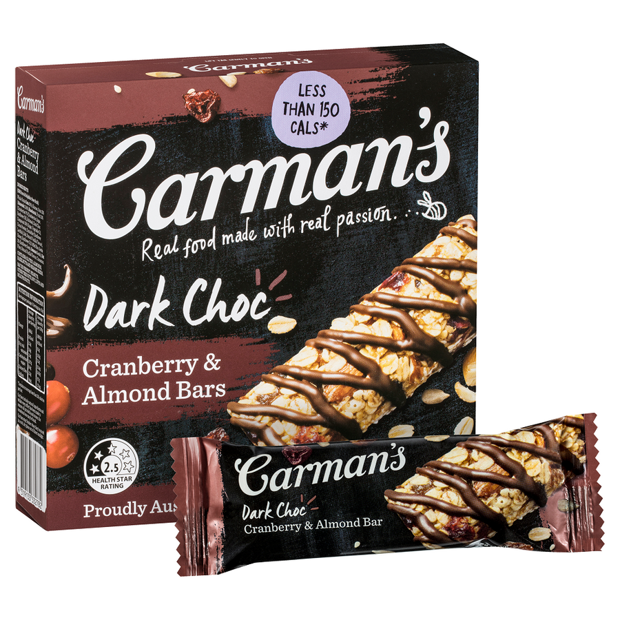 Carman's Dark Choc, Cranberry & Almond Bar - Bellco Group Fine Food Distributers