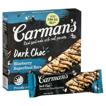 Carman's Dark Choc Blueberry Superfood Bars 6x210g