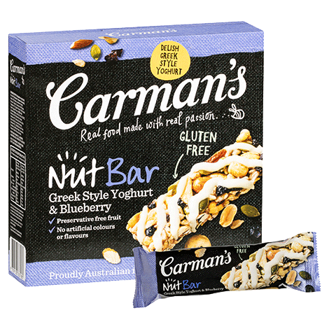 Carman's Greek Style Yoghurt & Blueberry Nut Bars 6x200g
