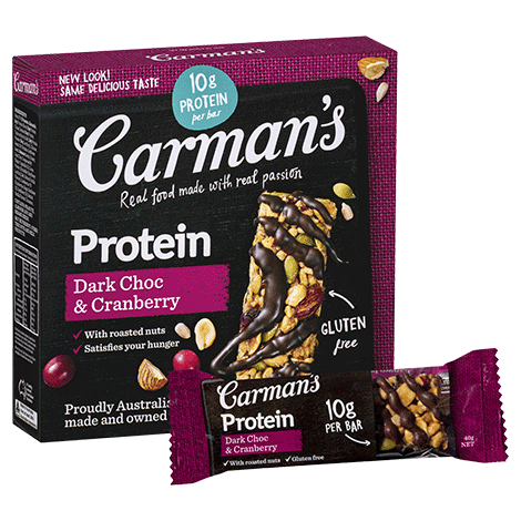 Carman's Dark Choc & Cranberry Gourmet Protein Bars - Bellco Group Fine Food Distributers