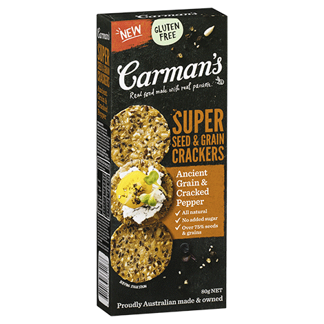 Carman's Ancient Grain & Cracked Pepper Super Seed & Grain Crackers 14x80g