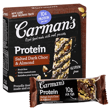 Carman's Salted Dark Choc & Almond  Protein Bars 6x200g