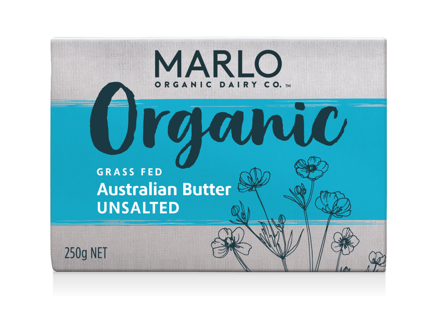 Marlo Organic Grass Fed Unsalted Butter 12x250g